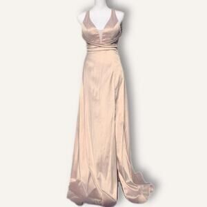 Juniors X-Waist Side Slit Satin Long Dre